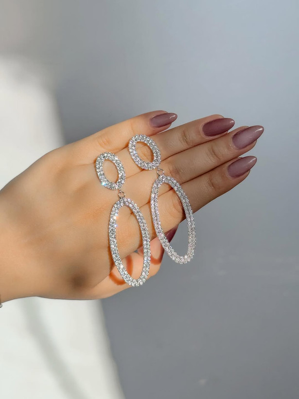 گوشواره جواهر طرح بیضی
