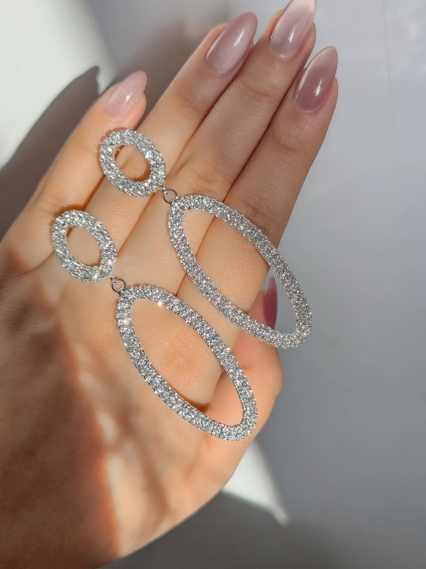گوشواره جواهر طرح بیضی